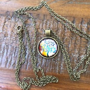Glass dome Tree of Life pendant necklace